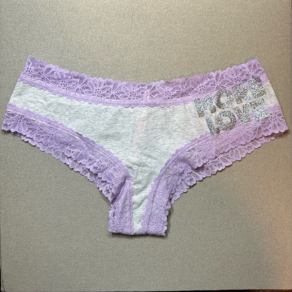 PINK Victoria Secret "MORE LOVE" Lace Trim Cheeky Panty